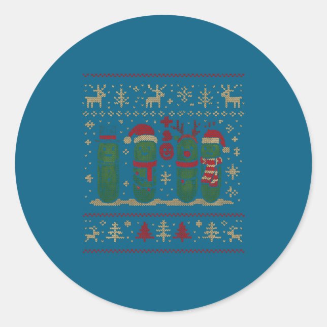 Funny Ckles Christmas Lights Santa Hat Xmas Ugly S Classic Round Sticker (Front)