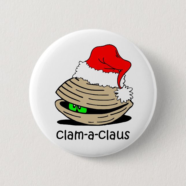 Funny clam Christmas 6 Cm Round Badge (Front)
