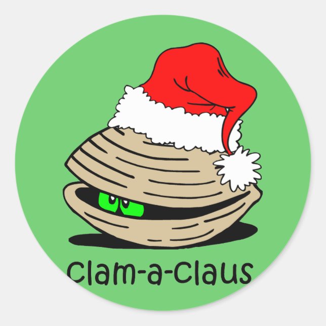 Funny clam Christmas Classic Round Sticker (Front)