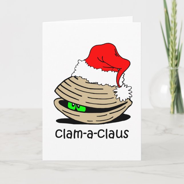Funny clam Christmas Holiday Card (Front)