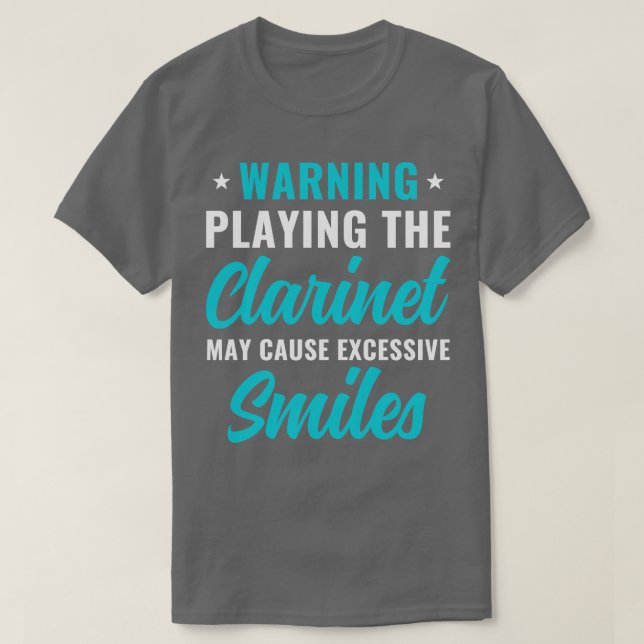 Funny Clarinet Player Clarinetist Warning Playing  T-Shirt (Design Front)