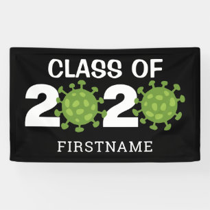 Funny Class of 2020 Virus Virtual Graduation Black Banner