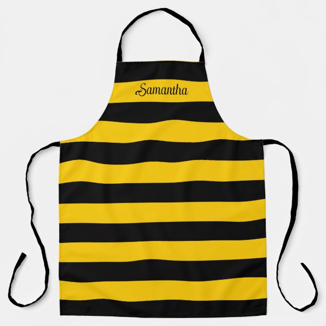 Funny Classic Bumble Bee Stripes Striped Pattern Apron (Front)