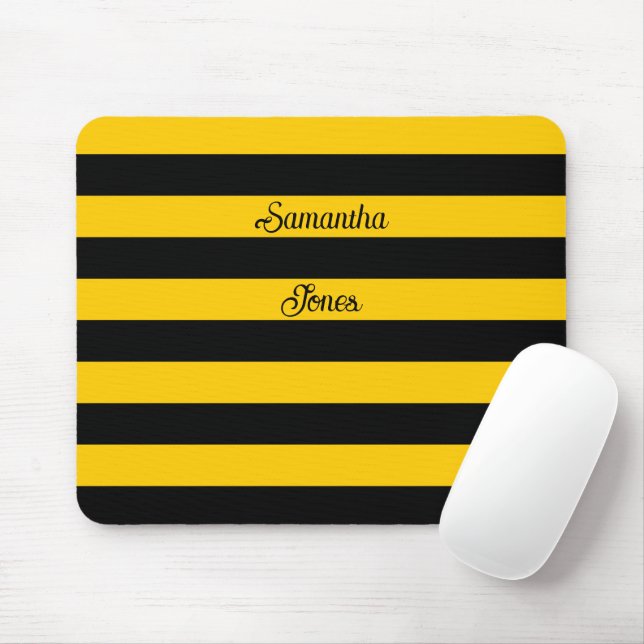Funny Classic Bumble Bee Stripes Striped Pattern Mouse Mat (With Mouse)