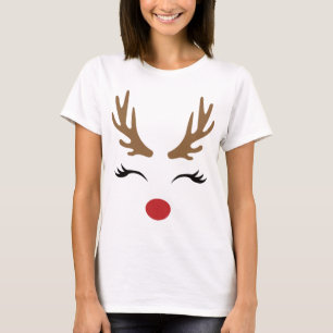 Funny Classic Christmas Reindeer Face T-Shirt