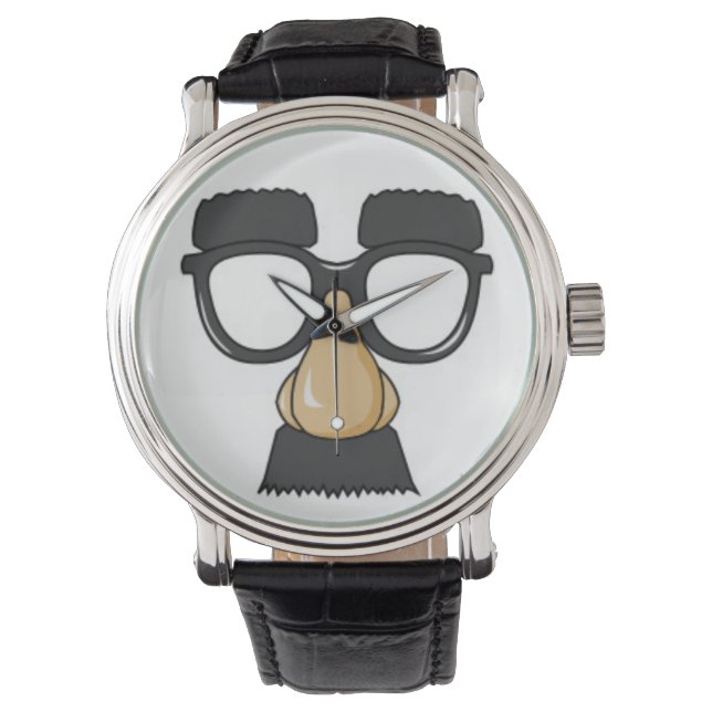 Funny Classic Comedy Humour Moustache Glasses Joke Watch (Front)