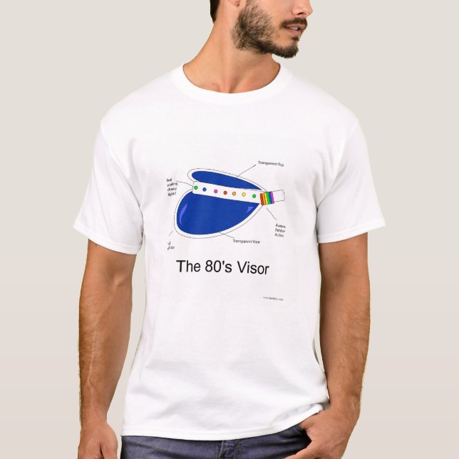 Funny Classic Eighties Visor Cartoon Nostalgia T-Shirt (Front)