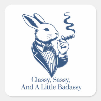 Funny Classy Rabbit Smoking Cigar Square Sticker
