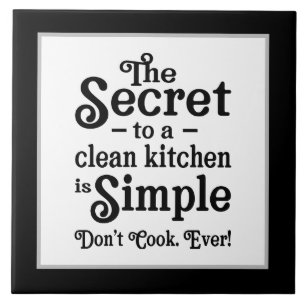 Funny clean kitchen word art  tile