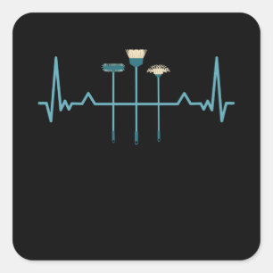 Funny Cleaning Heartbeat Cleaner Gift Square Sticker