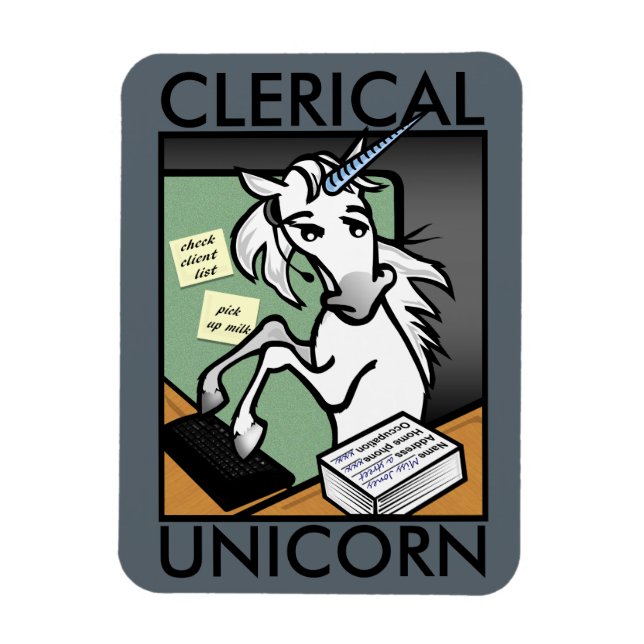 FUNNY CLERICAL UNICORN VERTICAL PHOTO MAGNET (Vertical)