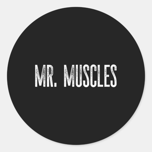 Funny Clic Mr. Muscles Fun Novelty Gag Gym  Classic Round Sticker (Front)