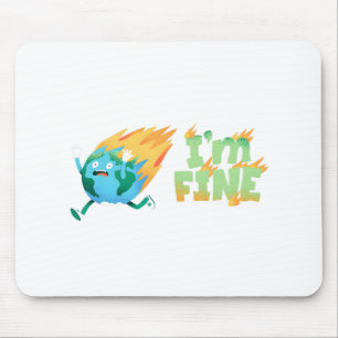 Funny Climate Change Earth “I’m Fine” Design Mouse Mat