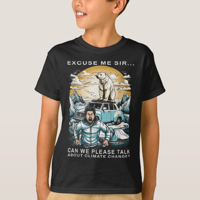 Funny Climate Change Polar Bear Environmental Prot T-Shirt (Front)