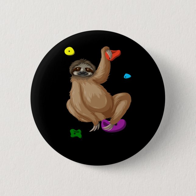 Funny Climbing Sloth Climber Lazy Bouldering 6 Cm Round Badge (Front)