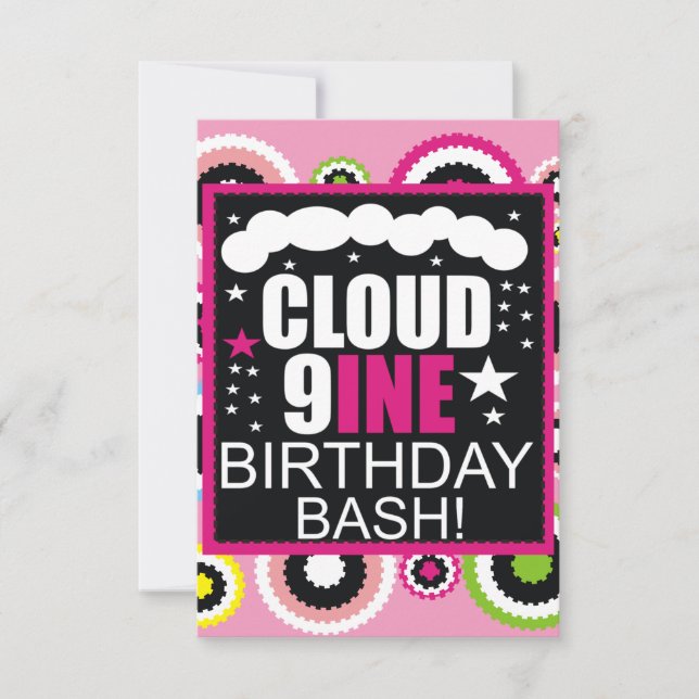 Funny Cloud Nine Cosmic Birthday Party Invitation (Front)