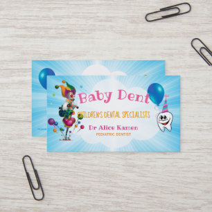 Funny Clown and Happy Tooth   Paediatrics Dentist Business Card