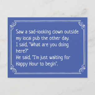 Funny Clown at Pub Joke Postcard