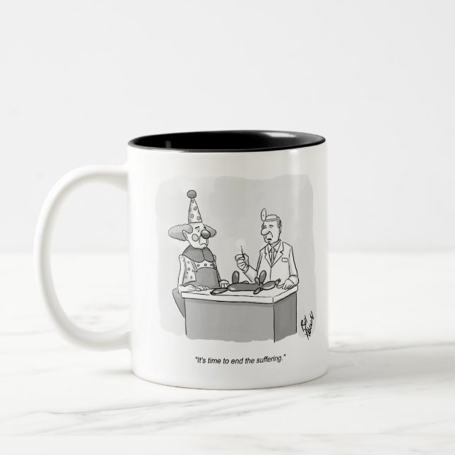 Funny Clown Balloon Animal Veterinarian Cartoon Two-Tone Coffee Mug (Left)