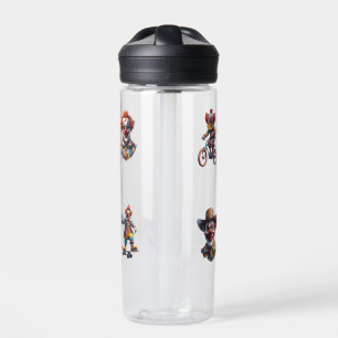 Funny Clown Cartoon Art 4 Pack Stickers Water Bottle