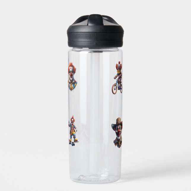Funny Clown Cartoon Art 4 Pack Stickers Water Bottle (Front)