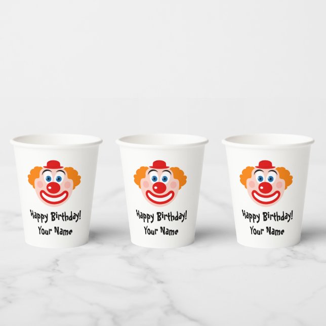 Funny clown cartoon kid's Birthday party custom Paper Cups (Multi)