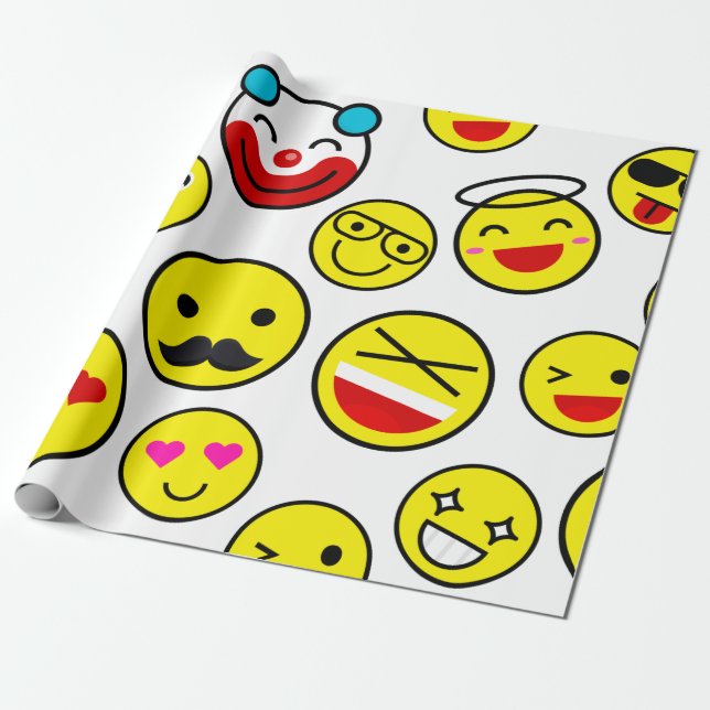 funny clown emojis wrapping paper (Unrolled)