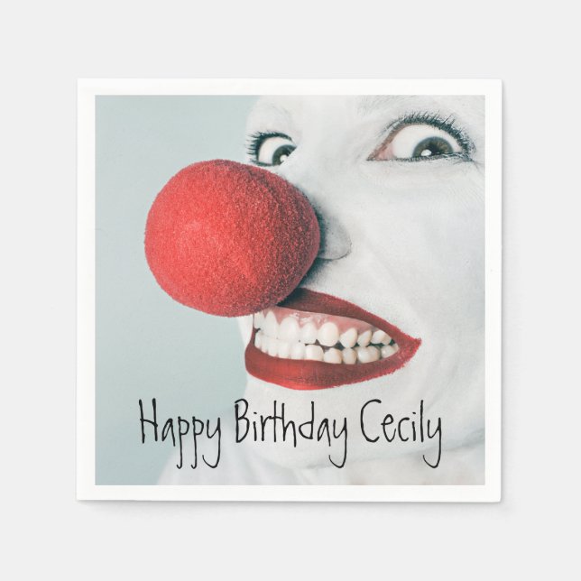 Funny Clown Face Birthday Napkin (Front)