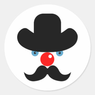 Funny clown face classic round sticker
