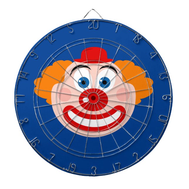 Funny clown face custom colour dart board (Front)