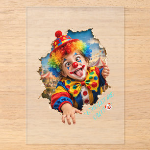 Funny Clown Kid Breaking Out Acrylic Invitations