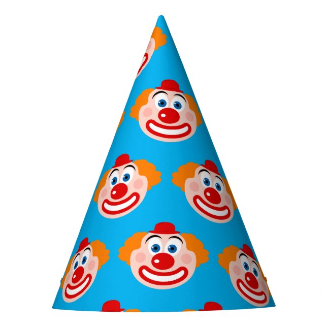 Funny clown kid's Birthday party paper cone hats (Front)