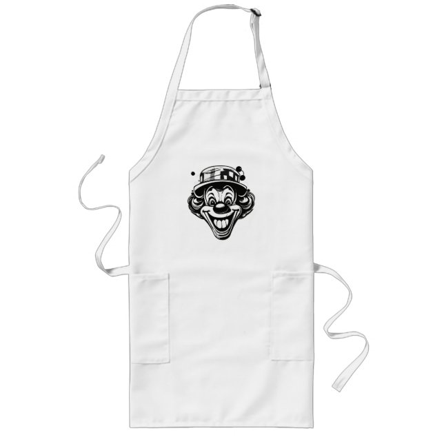 Funny Clown Logo – Upside-Down Cap & Tongue-Out  Long Apron (Front)