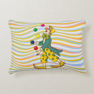 Funny Clown Playing With Colourful Balls Decorative Cushion