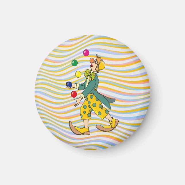 Funny Clown Playing With Colourful Balls Magnet (Front)