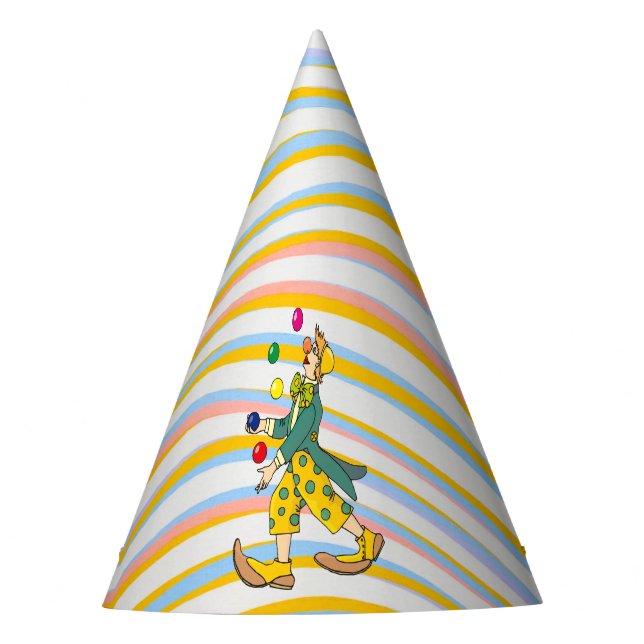 Funny Clown Playing With Colourful Balls Party Hat (Front)