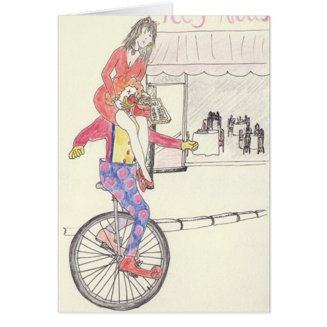 Funny Clown Romance Quirky Love Drawing Art Humour (Front)