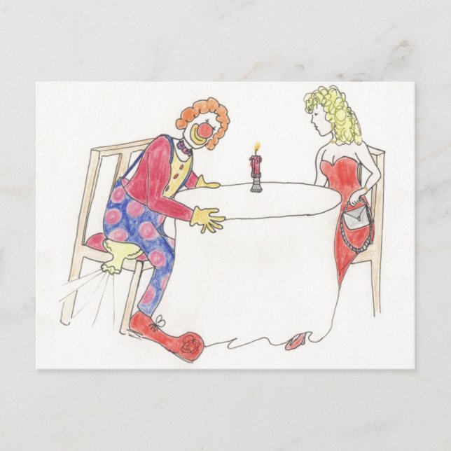 Funny Clown Trump Cartoon Love Romance Humour Art Postcard (Front)