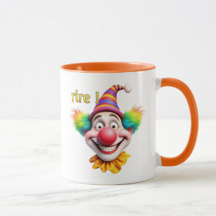 Funny clown with big smile and colorful hair. mug