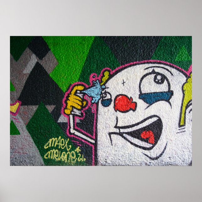 Funny Clown With White Face Poster (Front)