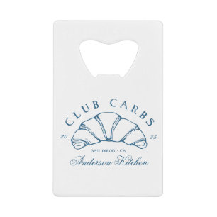 Funny Club Carbs Croissant Hand Drawn Doodle Blue
