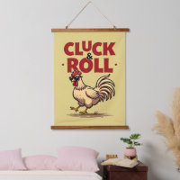 Funny "Cluck & Roll" Cool Rooster Cartoon Design