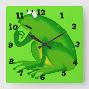 Funny Clueless Green Frog Wall Clock