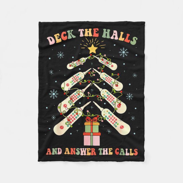 Funny Cna Nurse Christmas Medical Xmas Trees Nursi Fleece Blanket (Front)