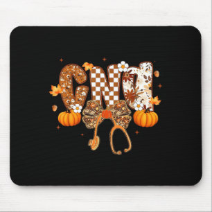Funny Cna Nurse Coquette Bow Stethoscope Fall Girl Mouse Mat