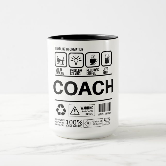 Funny Coach Handling Information Mug (Center)