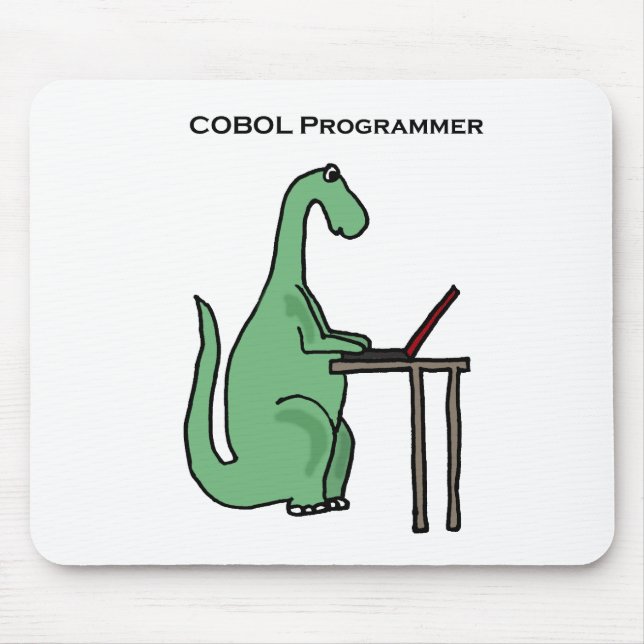 Funny COBOL Programmer Dinosaur Mouse Mat (Front)
