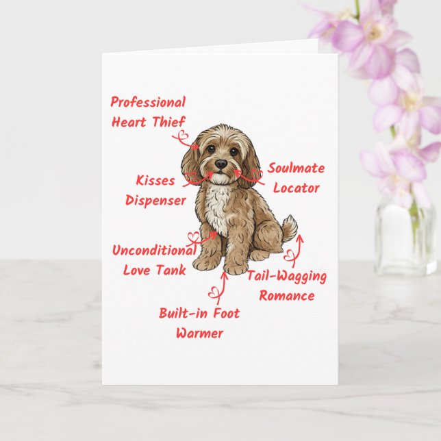 Funny Cockapoo Anatomy Card- Custom Inside Message Card (Orchid)