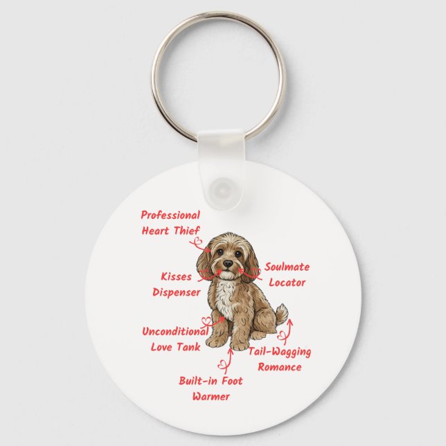 Funny Cockapoo Anatomy - Unique Valentine Gift Key Ring (Back)