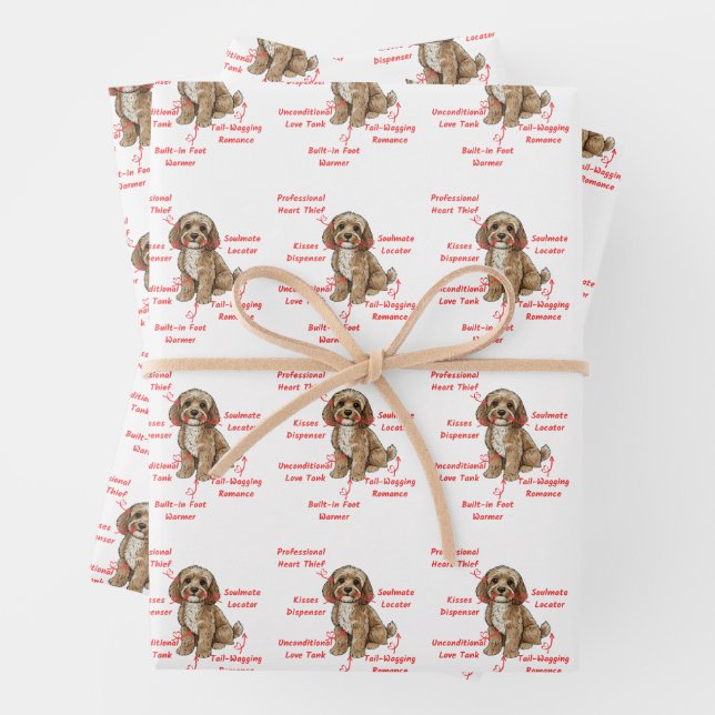 Funny Cockapoo Anatomy - Unique Valentine Wrapping Paper Sheet (In situ)